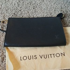 Vuitton epi leather black clutch